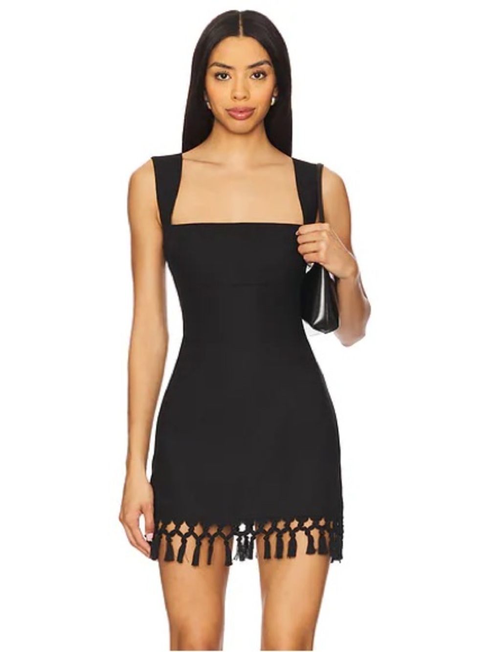 Tularosa REVOLVE Lenii Square Neck Mini Dress in Black Linen Blend XS NEW